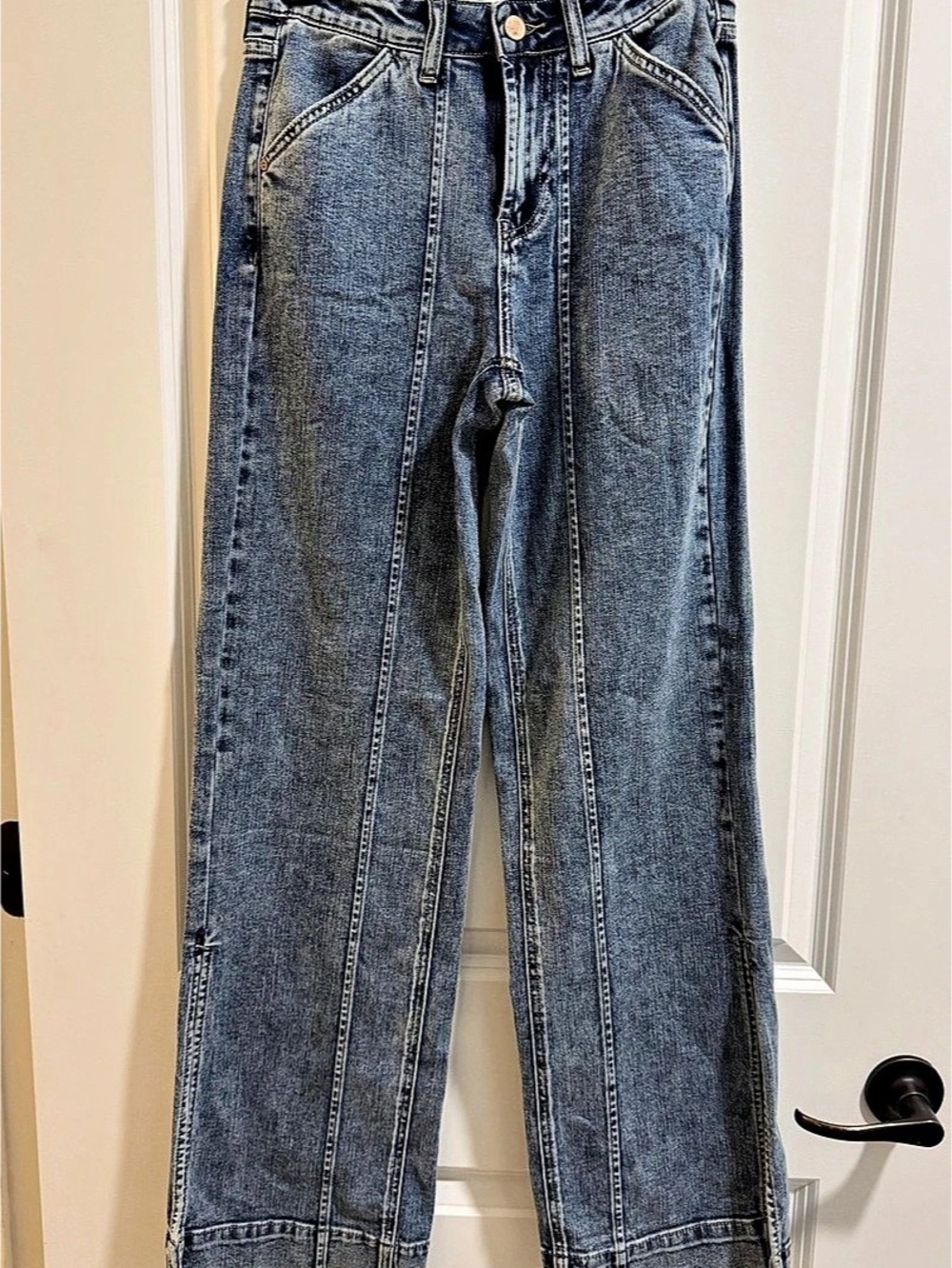 NWT Wash Lab Poppy Relaxed Straight Leg Jeans Size 26 Blue Denim